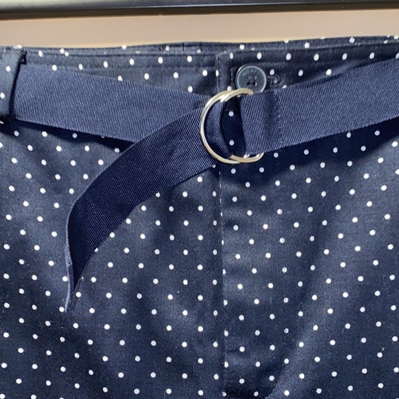 NWT Chaps Navy & White Polka Dot Skirt With Belt - Picture 2 of 10
